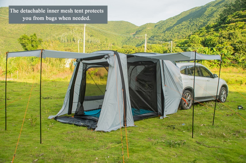 Cheap Goat Tents 3 4Persons Outdoor Inflatable Car Rear Tent 210D Oxford Car Trail Trunk Tents Trip for Vehicle Awning Tunnel Canopy Camping Tent   